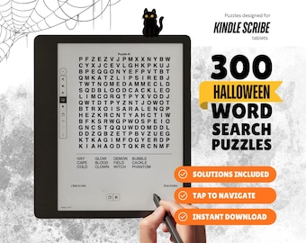 300 Caça-Palavras de Halloween para o Kindle Scribe: com hiperlinks e soluções (download digital)