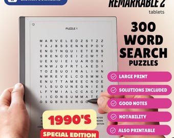 300 Caça-Palavras para o tablet Remarkable 2 - Edição Especial dos anos 90