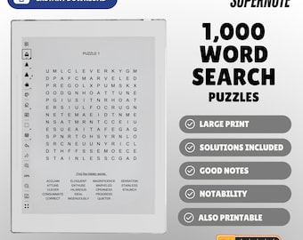 1.000 Caça-Palavras para os tablets de tinta eletrônica Supernote Manta e Nomad.