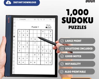 1.000 quebra-cabeças de Sudoku para BOOX Note e BOOX Tab Ultra