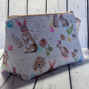 Bunny Hop Wide Bottom Wedge Knitting Project Bag - Medium Sock Project Bag - Zippered Project Bag - Crochet Bag - Wedge Bag