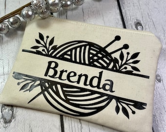 Personalized Zipper Pouch for Knitting Notions, Notions Pouch for Crochet, Sewing and Crafts, Perfect Gift Idea for a Knitting Friend