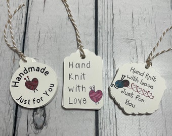Handmade Gift Tags, Knitting & Crochet, Set of 36