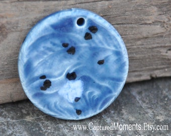 Pottery Focal Pendant Bead, in Waterfall Blue