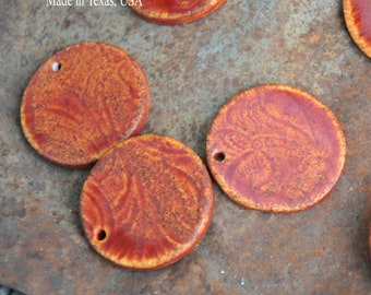 2 Handmade Pottery Beads in a Rust