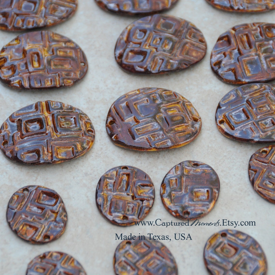 Handmade Pottery Beads or Ceramic Beads 2 Piece Set in Copper Etsy