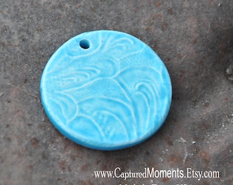 Pottery Focal Pendant Bead, in Caribbean Blue