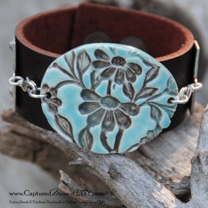 Cowgirl Up...a handmade pottery cuff bead with an attitude in a shade of Aqua image 9