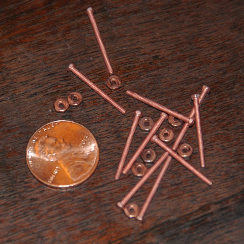 10 Sets of Micro Copper Screws and Nuts With Hex Head Etsy