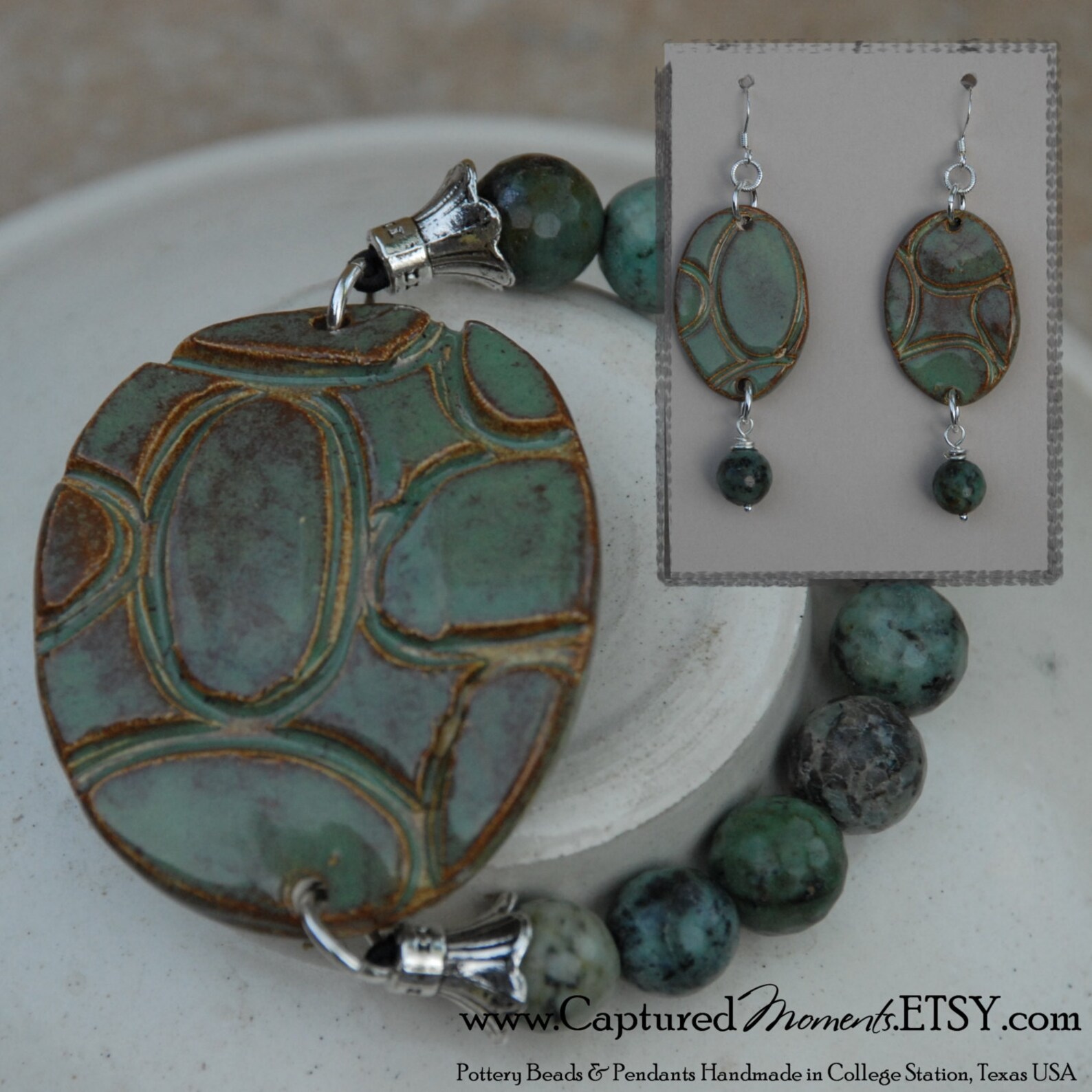 Handmade Pottery Beads 2 Piece Set in Copper Brown Etsy