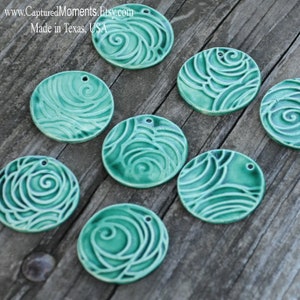 Pottery Focal Pendant Bead, in Emerald Green