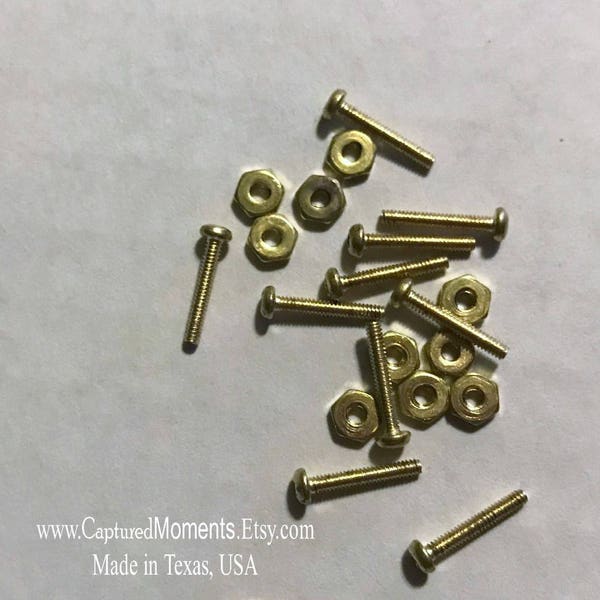 10 sets of  3/8 inch Micro Screws and Nuts in Brass