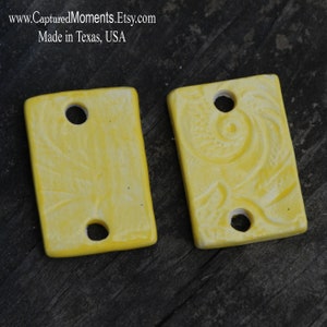 Handmade Pottery Beads: Bright Yellow Floral, Essential Oil Diffuser (Set of 2)