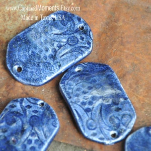 Pottery Bracelet Bead, The Carmine Bead in Dark blue with sparkles