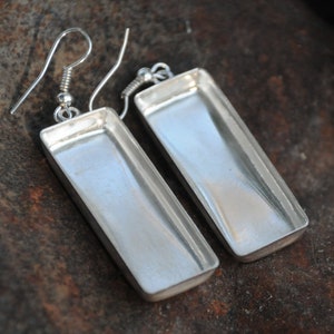 Rectangle Silver Plated Earrings with Bezel