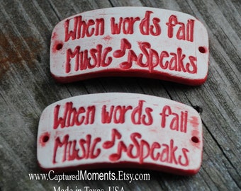 Pottery Bead for Bracelet When words fail music speaks