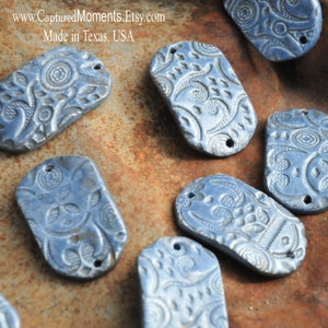 Pottery Bracelet Bead, The Carmine Bead in Stormy Blue