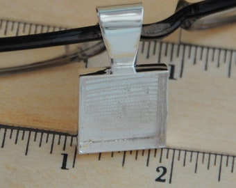 Silver Plated Square Deep Welled Pendant Blank