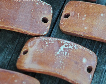 Pottery CUFF BEAD in a Rustic Light Leather