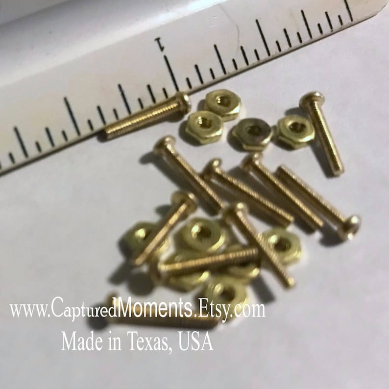 10 sets of 3/8 inch Micro Screws and Nuts in Brass Etsy