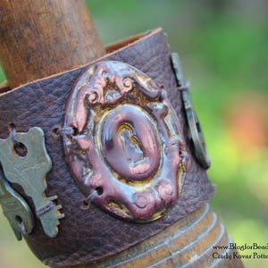 Cowgirl Up...a handmade pottery cuff bead with an attitude in a shade of Aqua image 7