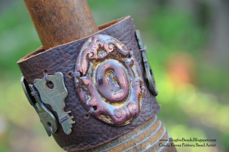 Cowgirl Up...a handmade pottery cuff bead with an attitude in a shade of Aqua image 7