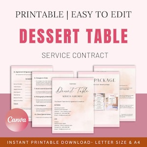 Dessert Buffet Service Contract Template Dessert table Editable Dessert Table Services Agreement Dessert table Buffet Agreement