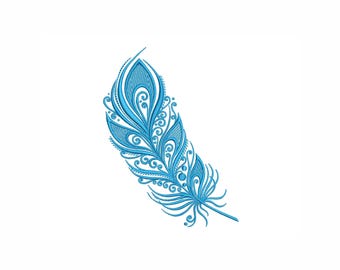 Feather Machine Embroidery Design. 3 Sizes. Digital Embroidery. Instant Embroidery.