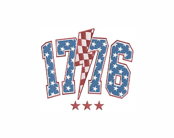 1776 Maschinenstickerei. 5 Größen. 1776 Amerika 4.Juli-Stickerei. Vaterländische Stickerei. Unabhängigkeitstag Stickdatei.
