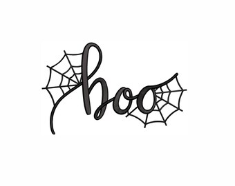 Boo machineborduurontwerp. 6 maten. Halloween-machineborduurontwerp.