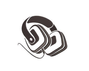 Machineborduurontwerp hoofdtelefoon, 4 maten.  Borduurontwerp muziekventilator. Digitale download. Direct downloaden.
