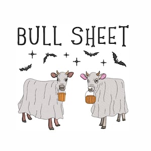 Bull Sheet Machine Embroidery Design. 5 Sizes. Ghost Cows Embroidery Design. Halloween Embroidery Design. Spooky Season Embroidery Design.