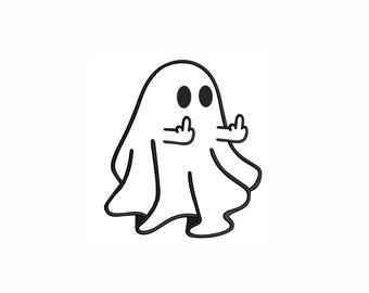 Ghost middelvinger machineborduurontwerp. 5 maten. Ghost Halloween-borduurontwerp. Direct downloaden. Digitale download.