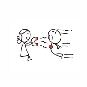 Leuk stel machineborduurontwerpen. 4 maten. Attract Love-borduurontwerp. Hart borduurontwerp. Romantisch borduurontwerp.