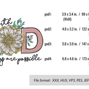 God Machine Embroidery Design. 4 Sizes. With God All Things Are ...