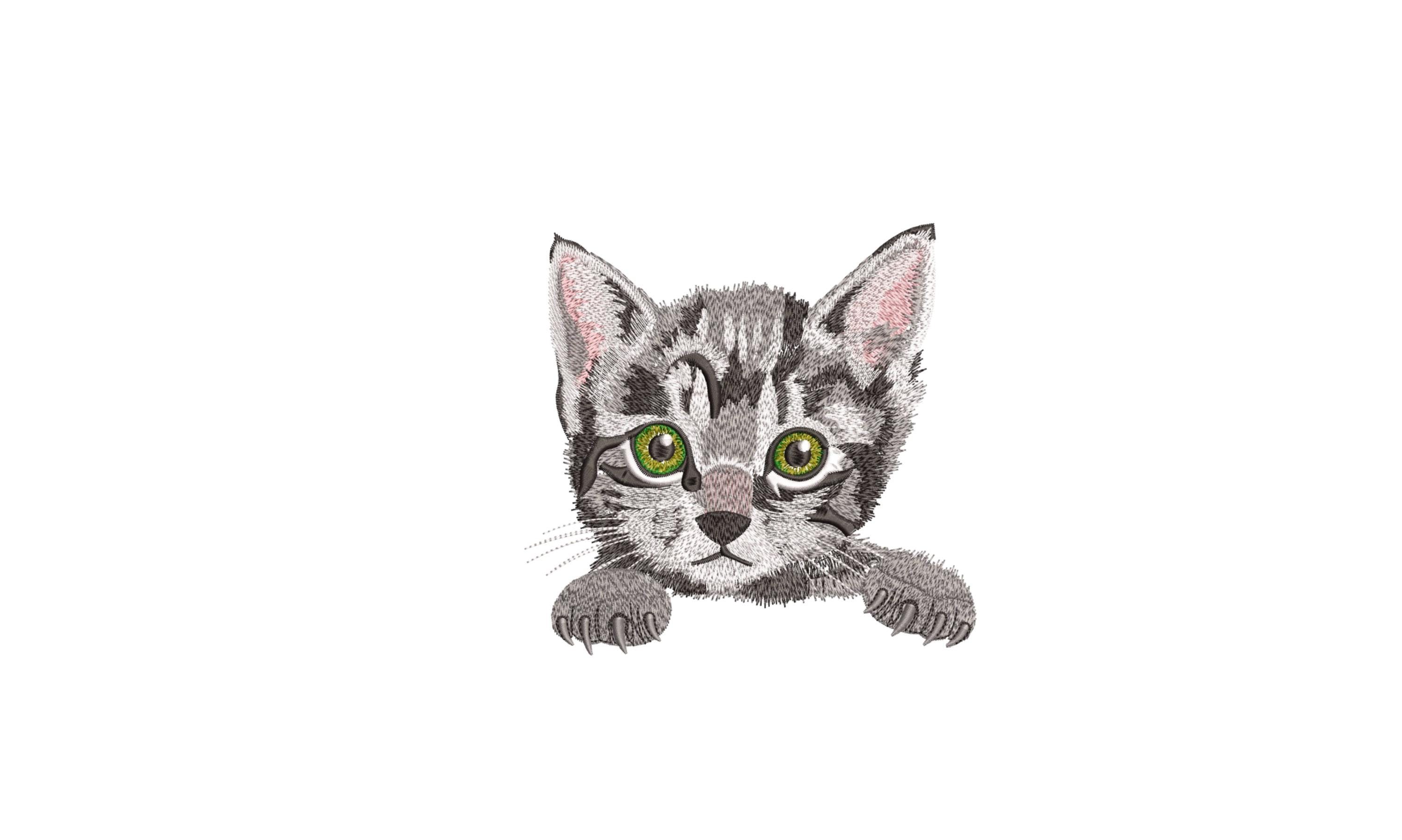 Cute Kitten Machine Embroidery Design. 4 Sizes. Realistic Tabby Cat ...