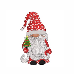 Wichtel mit Weihnachtsbaum Stickdatei. 4 Größen. Weihnachtliche Stickdatei. Digitaler Download. Sofort Download.