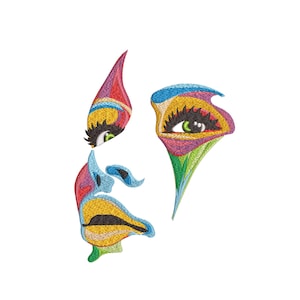Face Machine Embroidery Design. 5 Sizes. Сolorful Girl Face Embroidery Design. Digital Download. Instant Download.