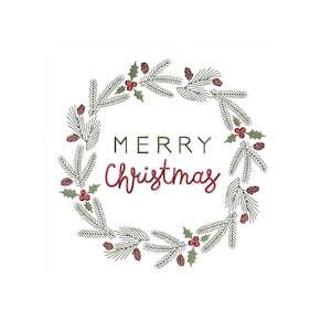 Christmas Wreath Machine Embroidery Design. 7 Sizes. Merry Christmas Embroidery Design. Christmas Decoration Embroidery Design.
