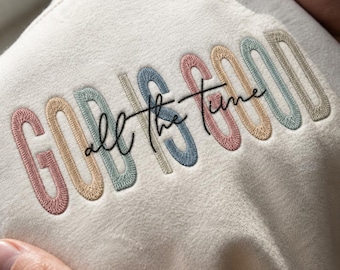 Motif de broderie « Dieu est bon en tout temps ». 8 tailles. Verset biblique. Broderie numérique. Téléchargement instantané.