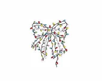 Christmas Light Bow Machine Embroidery Design. 7 Sizes. Christmas Coquette Bow Embroidery Design. Christmas Light Embroidery Design.
