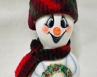 Snowman Gourd Tree Ornament - Hand Painted Gourd