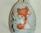 Fox Gourd Christmas Tree Ornament - Hand Painted Baby Animal Gourds