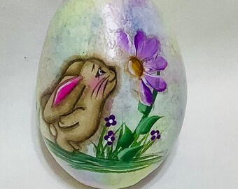 Rabbit Gourd Easter Egg Ornament - Hand Painted Gourds