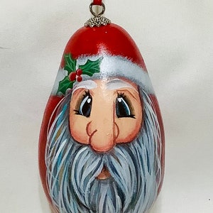 Santa Gourd Christmas Tree Ornament - Hand Painted Gourd