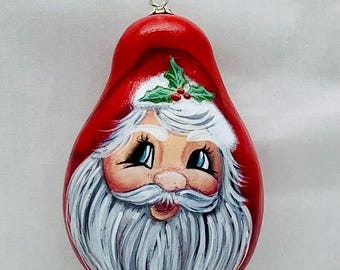 Santa Gourd Christmas Tree Ornament - Hand Painted Gourd