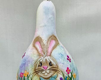 Rabbit Gourd Easter Egg Ornament - Hand Painted Gourds