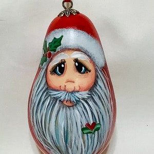 Santa Gourd Christmas Tree Ornament - Hand Painted Gourd