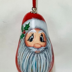 Santa Gourd Christmas Tree Ornament - Hand Painted Gourd