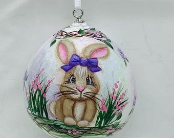 Rabbit Gourd Easter Egg Ornament - Hand Painted Gourds